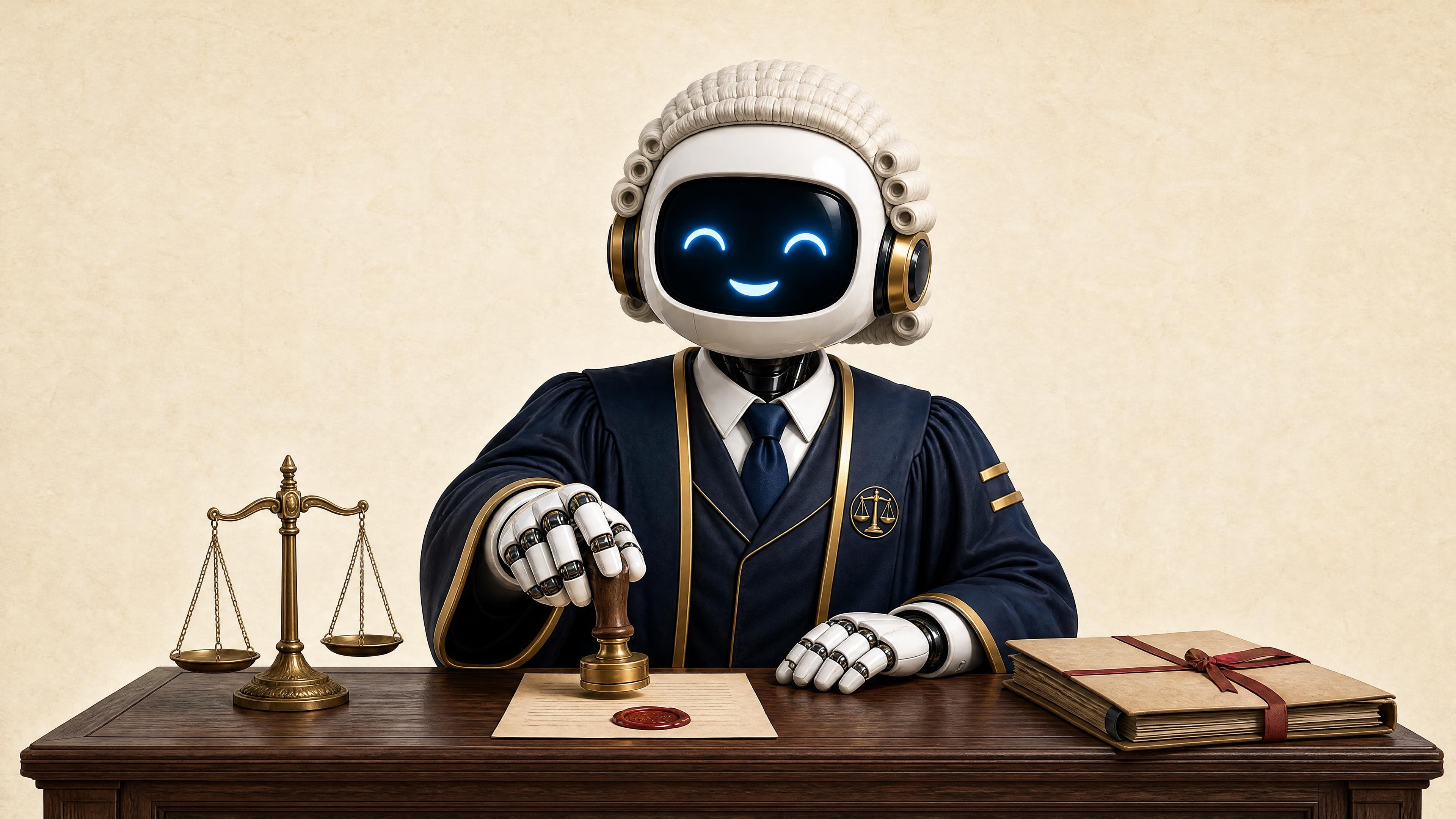 La mascota de Jurisprudenciator sella una resolución económico-administrativa junto a una balanza y una carpeta de Hacienda: la doctrina del TEAC, ahora verificable por su número de resolución