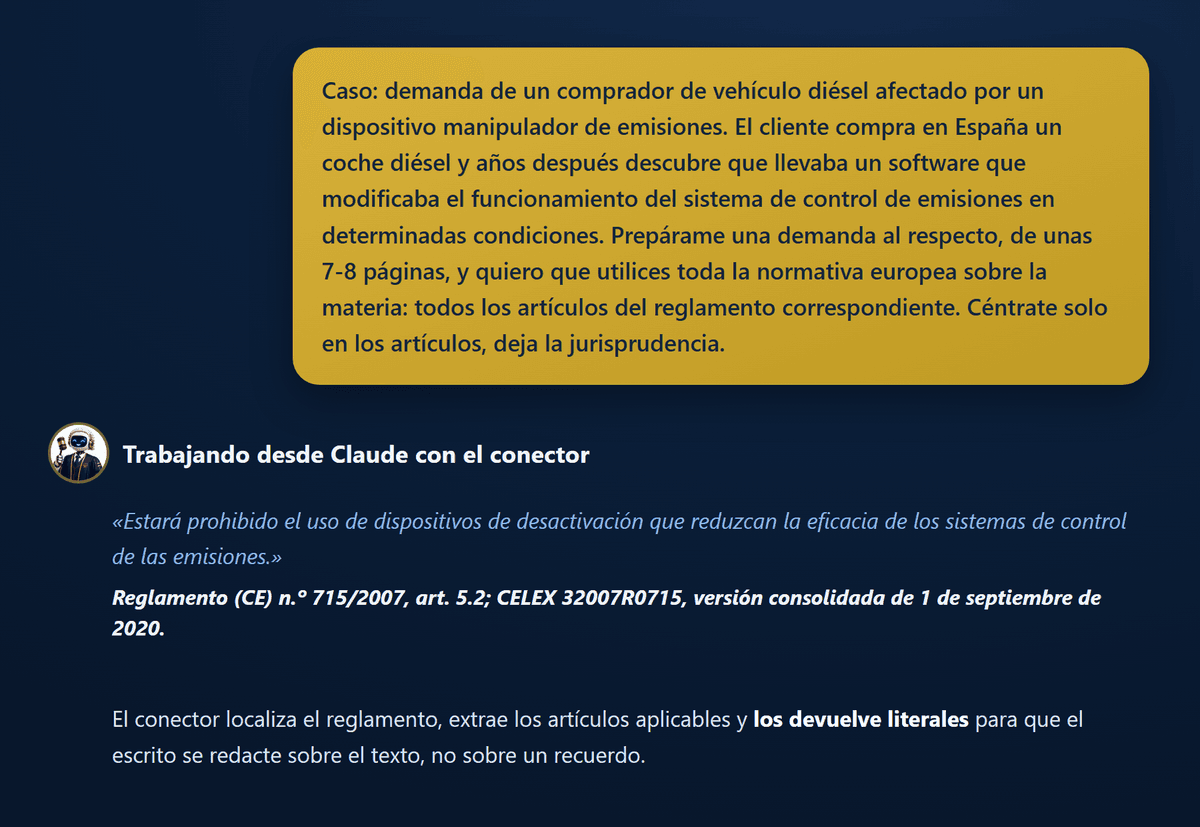 Petición de redacción de una demanda por dispositivo de desactivación, con el artículo 5.2 del Reglamento 715/2007 devuelto literal